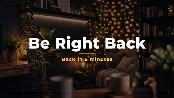 Free Cozy Be Right Back screen for Twitch, 1920 x 1080 PNG