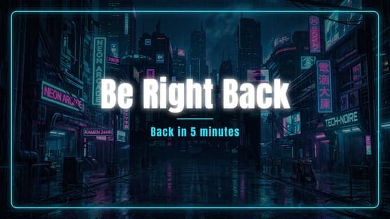 Free Cyberpunk Be Right Back screen for Twitch, 1920 x 1080 PNG