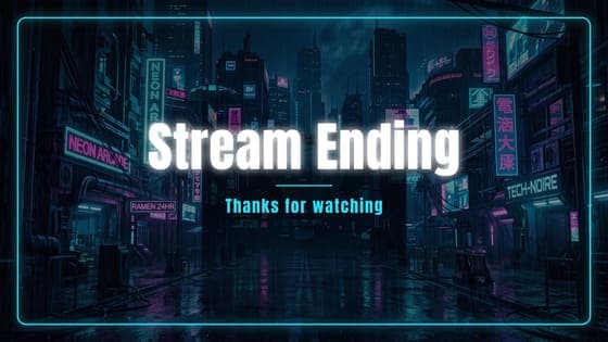 Free Cyberpunk Stream Ending screen for Twitch, 1920 x 1080 PNG