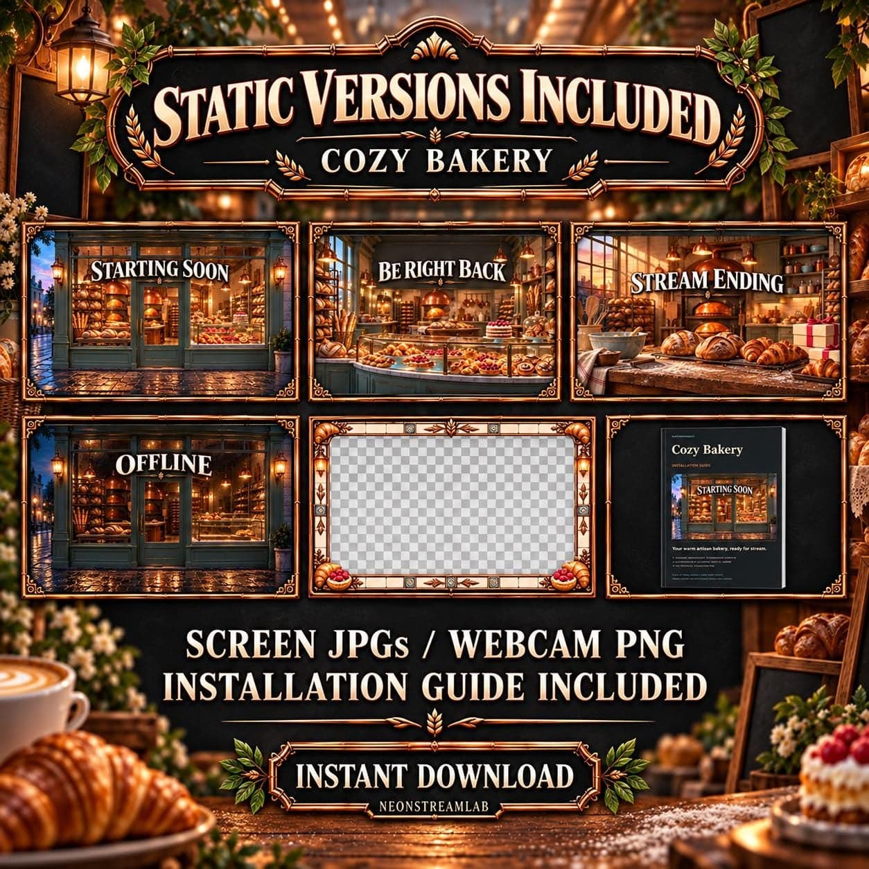 Cozy Bakery Animated Twitch Overlay Pack preview 5