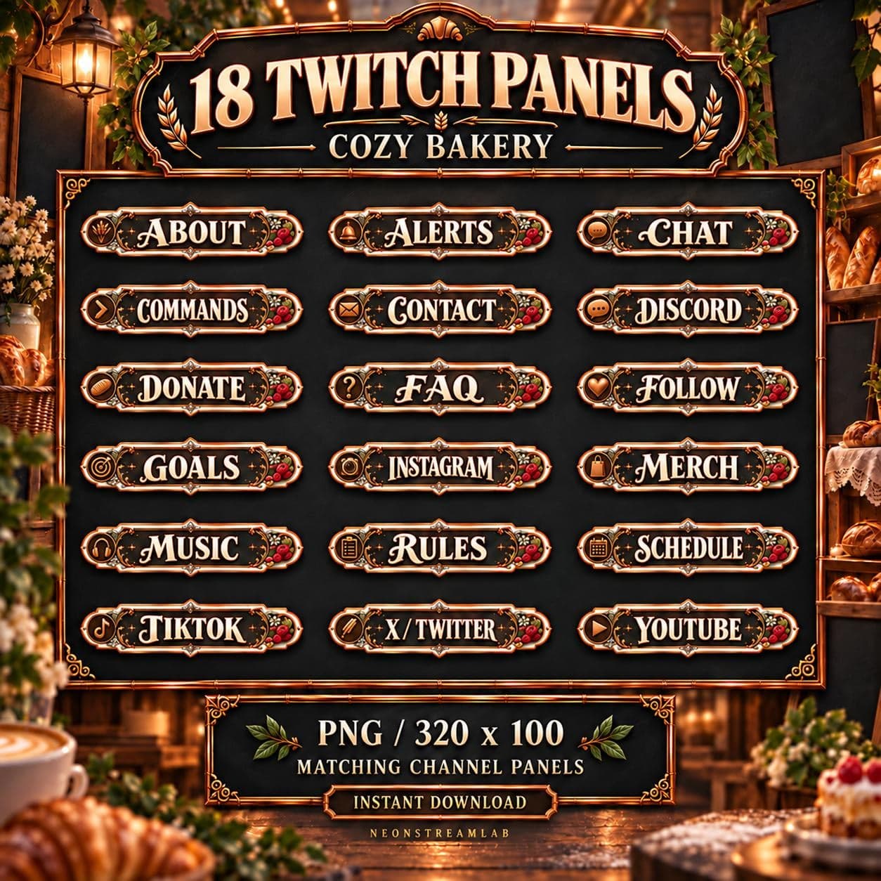 Cozy Bakery Animated Twitch Overlay Pack preview 6
