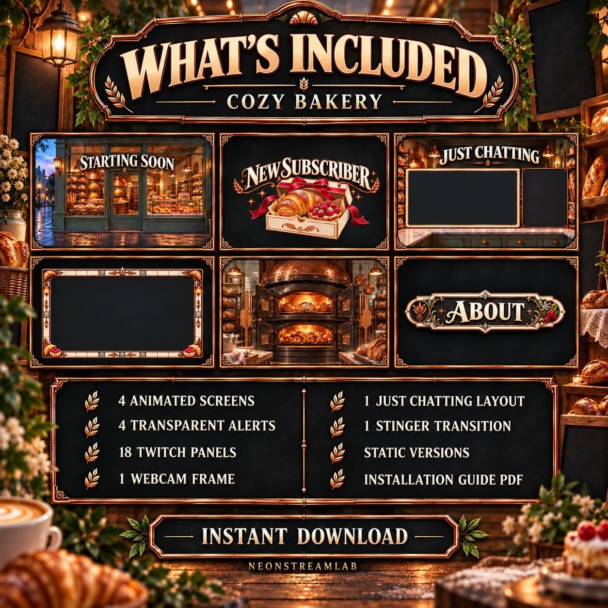 Cozy Bakery Animated Twitch Overlay Pack preview 8
