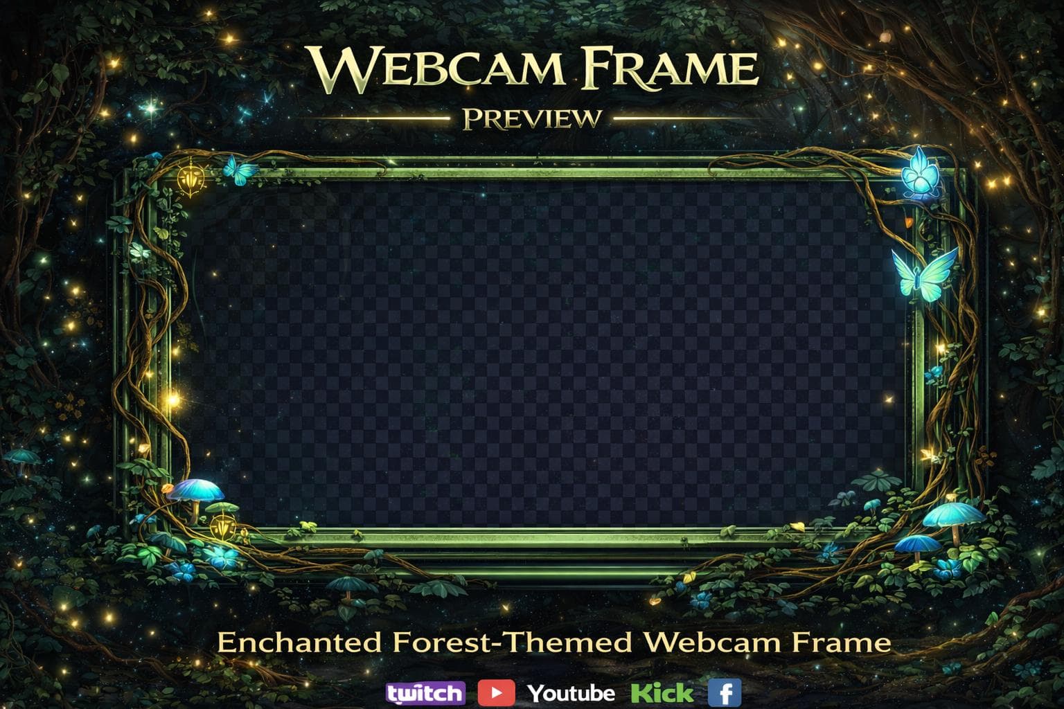 Enchanted Forest Overlay Pack for Twitch YouTube Kick | Fantasy Stream Overlay Screens Alerts Panels preview 8