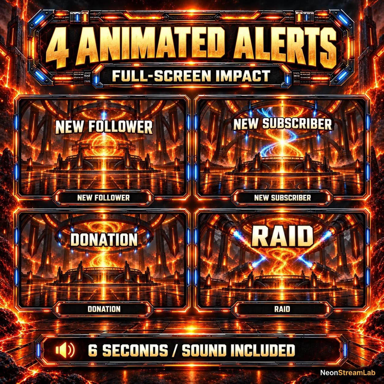 Fire Inferno Animated Twitch Overlay Pack preview 3