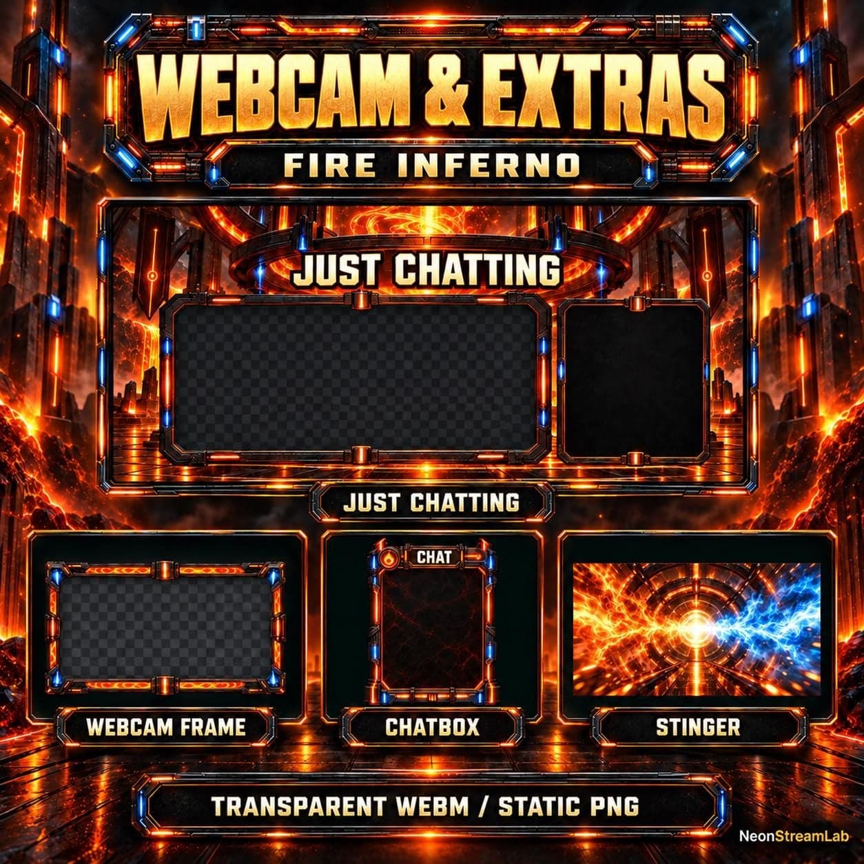 Fire Inferno Animated Twitch Overlay Pack preview 4