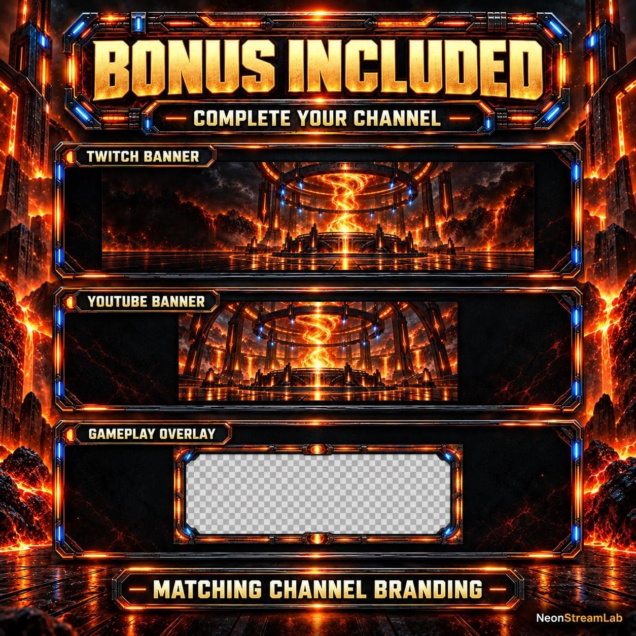 Fire Inferno Animated Twitch Overlay Pack preview 5