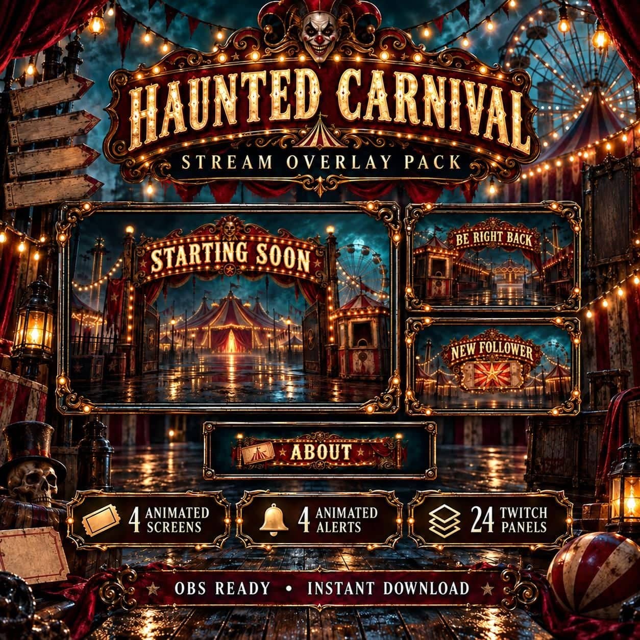 Haunted Carnival Animated Twitch Overlay Pack